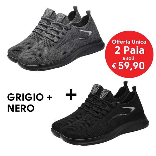 Scarpe Sportive in Cotone – 2 Paia (Grigio + Nero) al Prezzo di 1