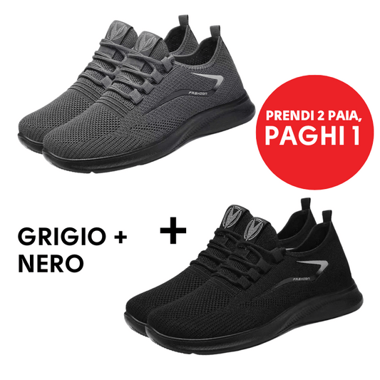 Scarpe Sportive in Cotone – 2 Paia (Grigio + Nero) al Prezzo di 1